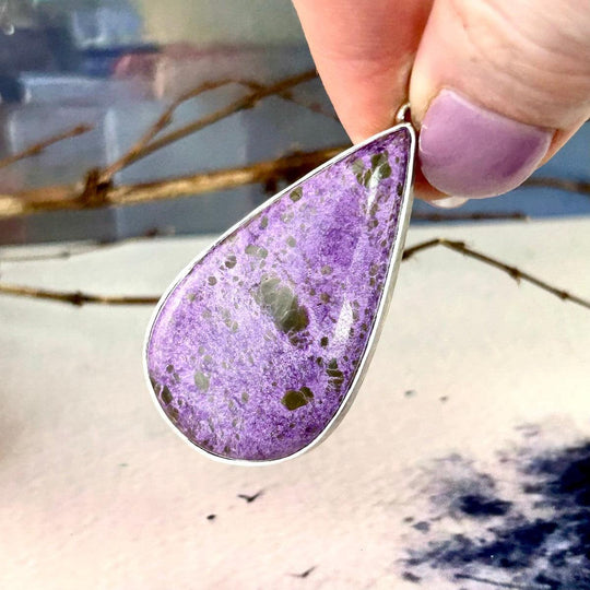 Purpurite Elongated Teardrop Pendant