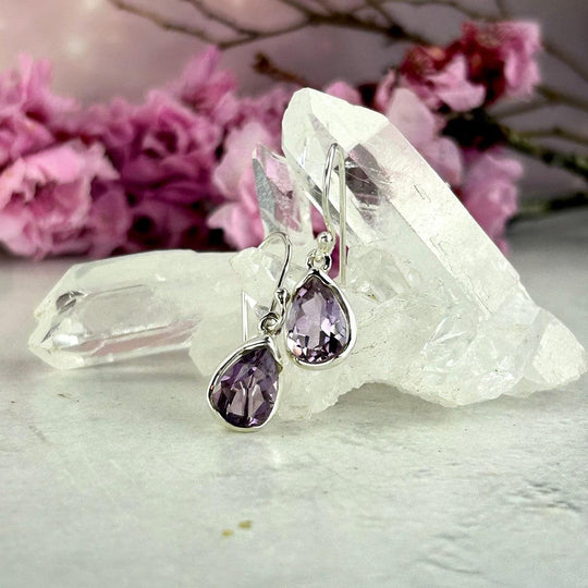 Amethyst Teardrop Cut Drop Earrings