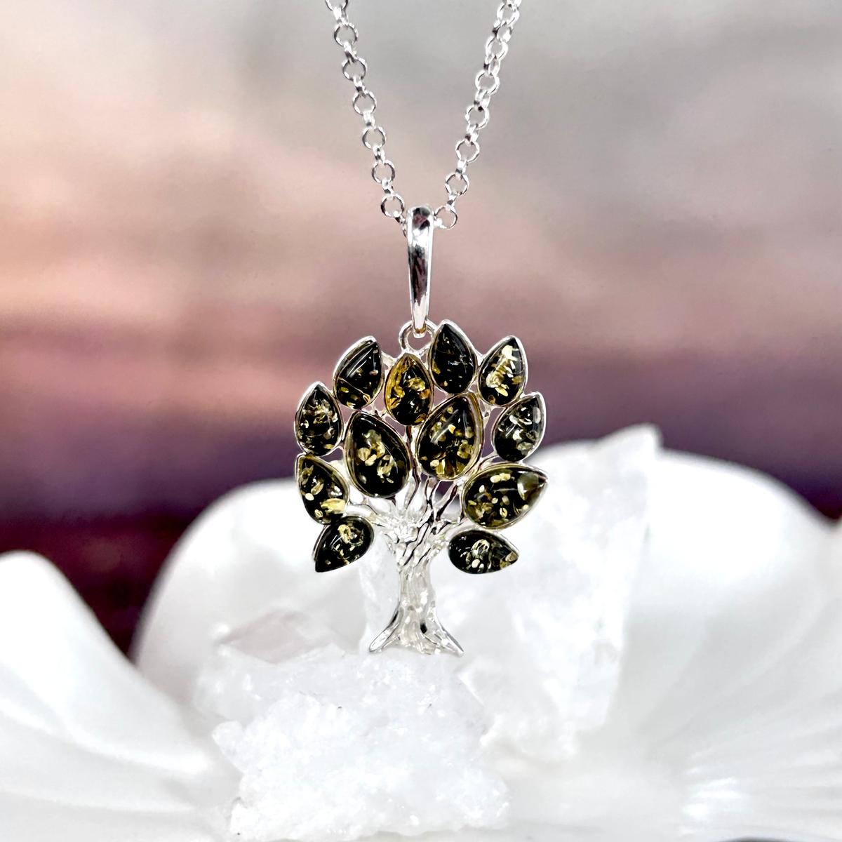 Tree Motif Amber Pendant