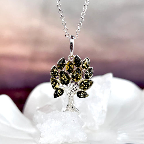 Baltic Green Amber Tree Pendant