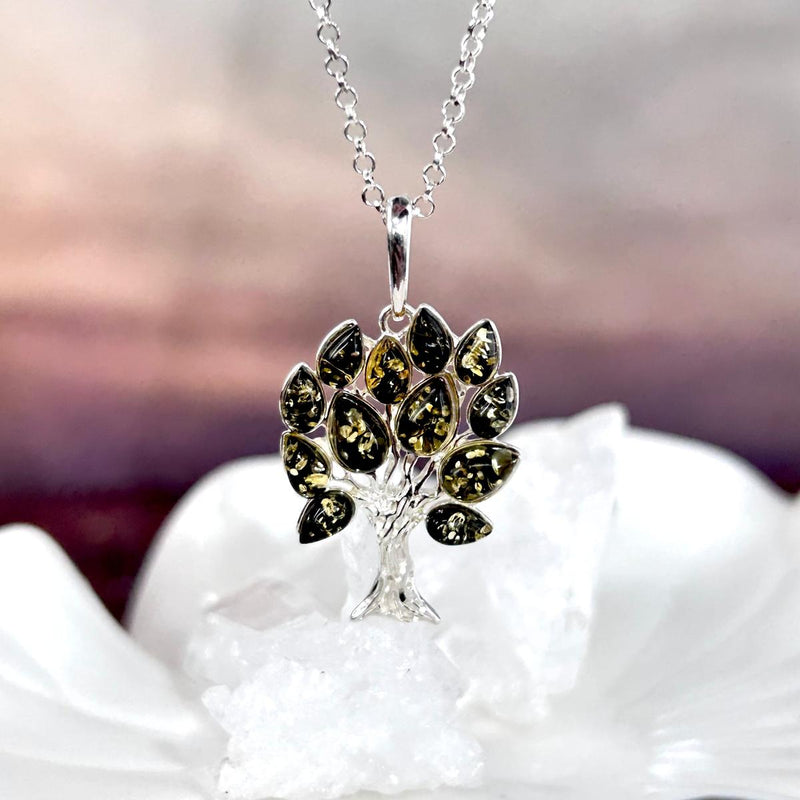 Baltic Green Amber Tree Pendant