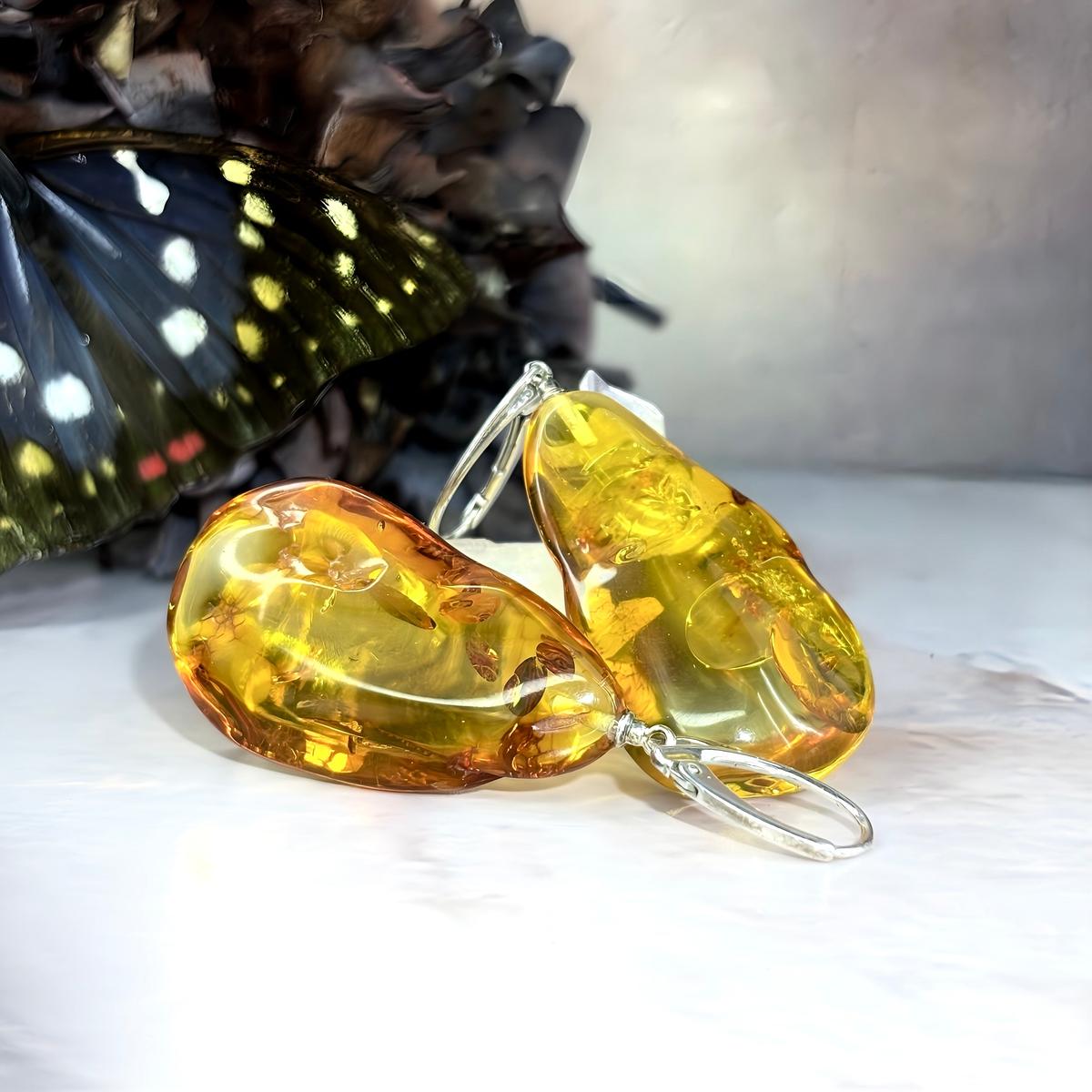 Chunky Amber Drop Earrings