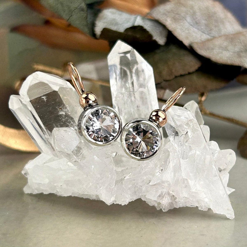 Rose Gold And Silver Gemstone Earrings