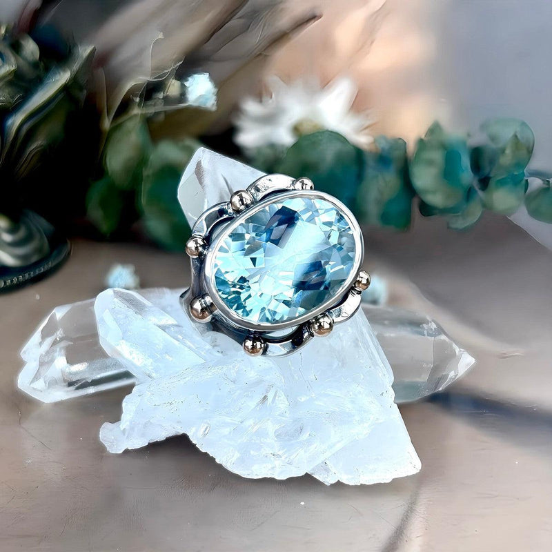 Large Blue Topaz Ring