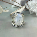 Rainbow Moonstone Orbit Ring