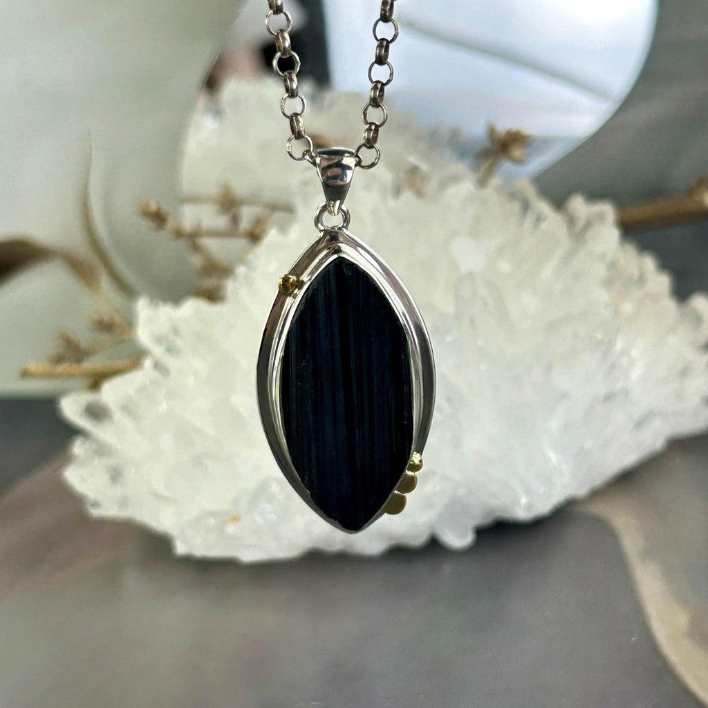 Black Tourmaline Raw Assorted Shape Pendants