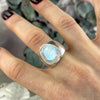 Rainbow Moonstone Modern Ring