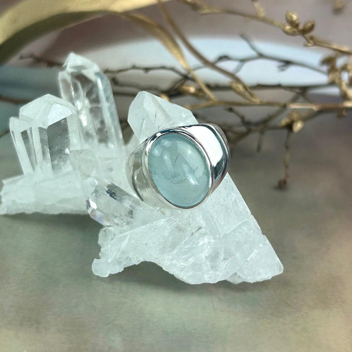 Contemporary Design Aquamarine Ring