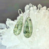 Prehnite With Epidote Elongated Teardrop Drop Earrings