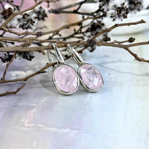 Morganite Silver Drop Earrings