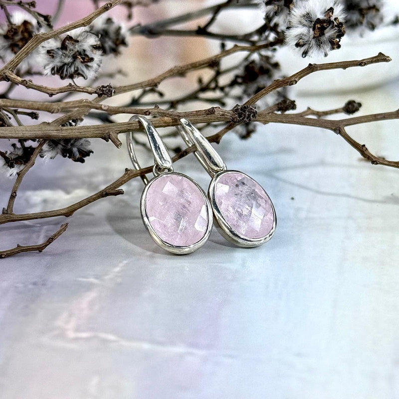 Morganite Silver Drop Earrings