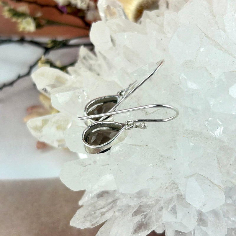 Dainty Smoky Quartz Drop Earrings