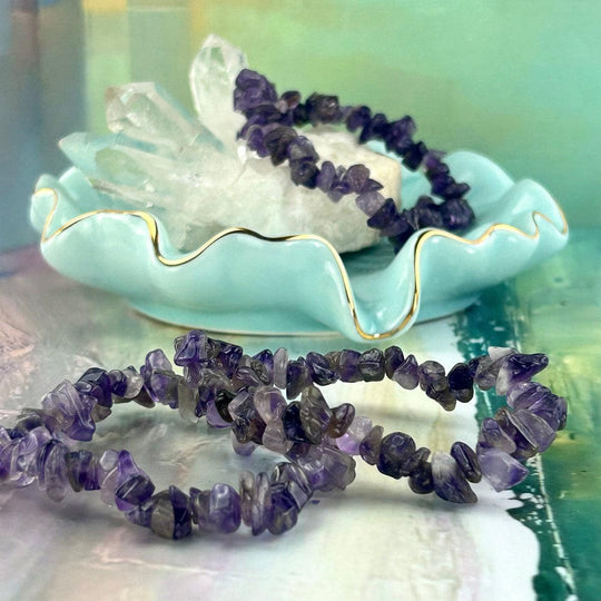 Amethyst Chip Bead Crystal Bracelet
