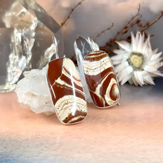 Rainbow Jasper Rectangle Drop Earrings