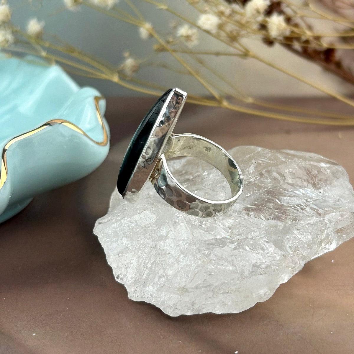 Black Tourmaline Pointed Stone Ring