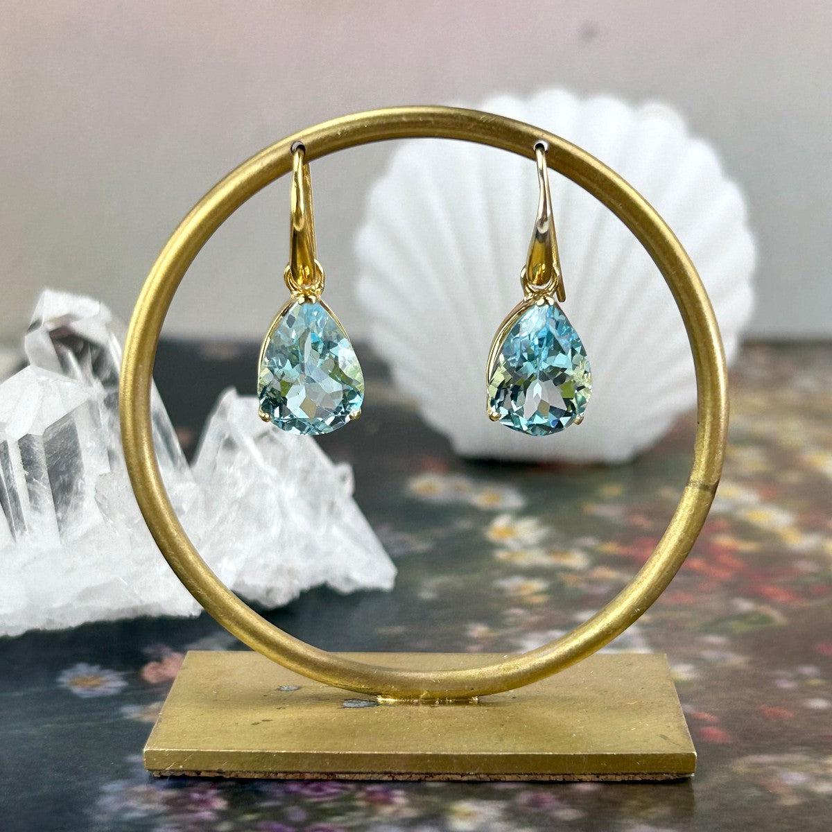 Blue Gemstone Pear Cut Earrings