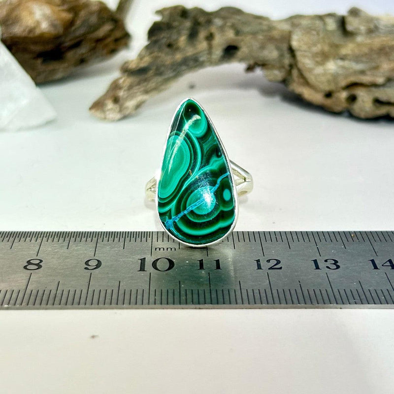 Malachite Elongated Teardrop Ring