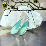 Green Stone Silver Drop Earrings