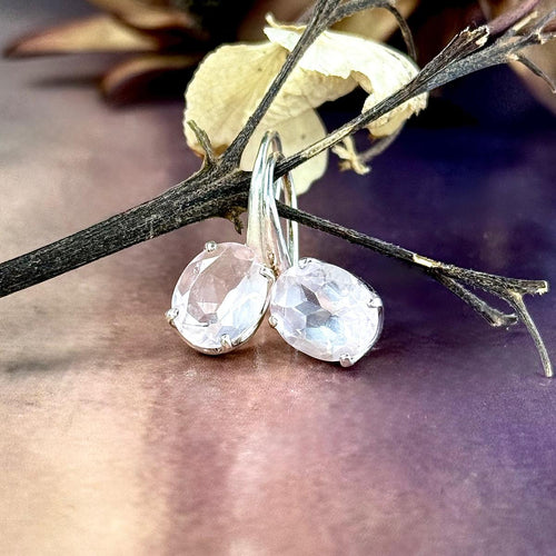 Rose Quartz Oval Drop Earrings