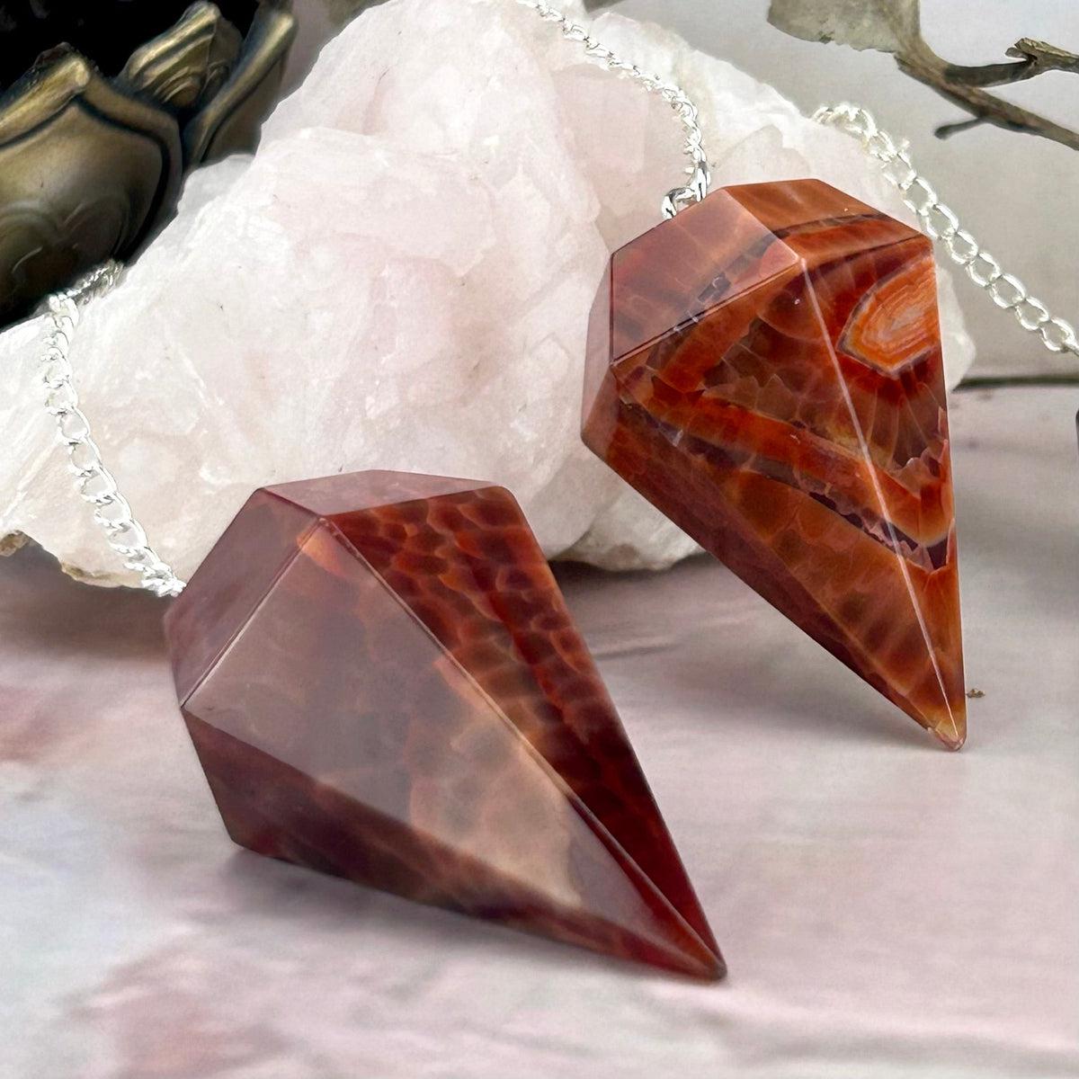 Fire Agate Crystal Pendulum