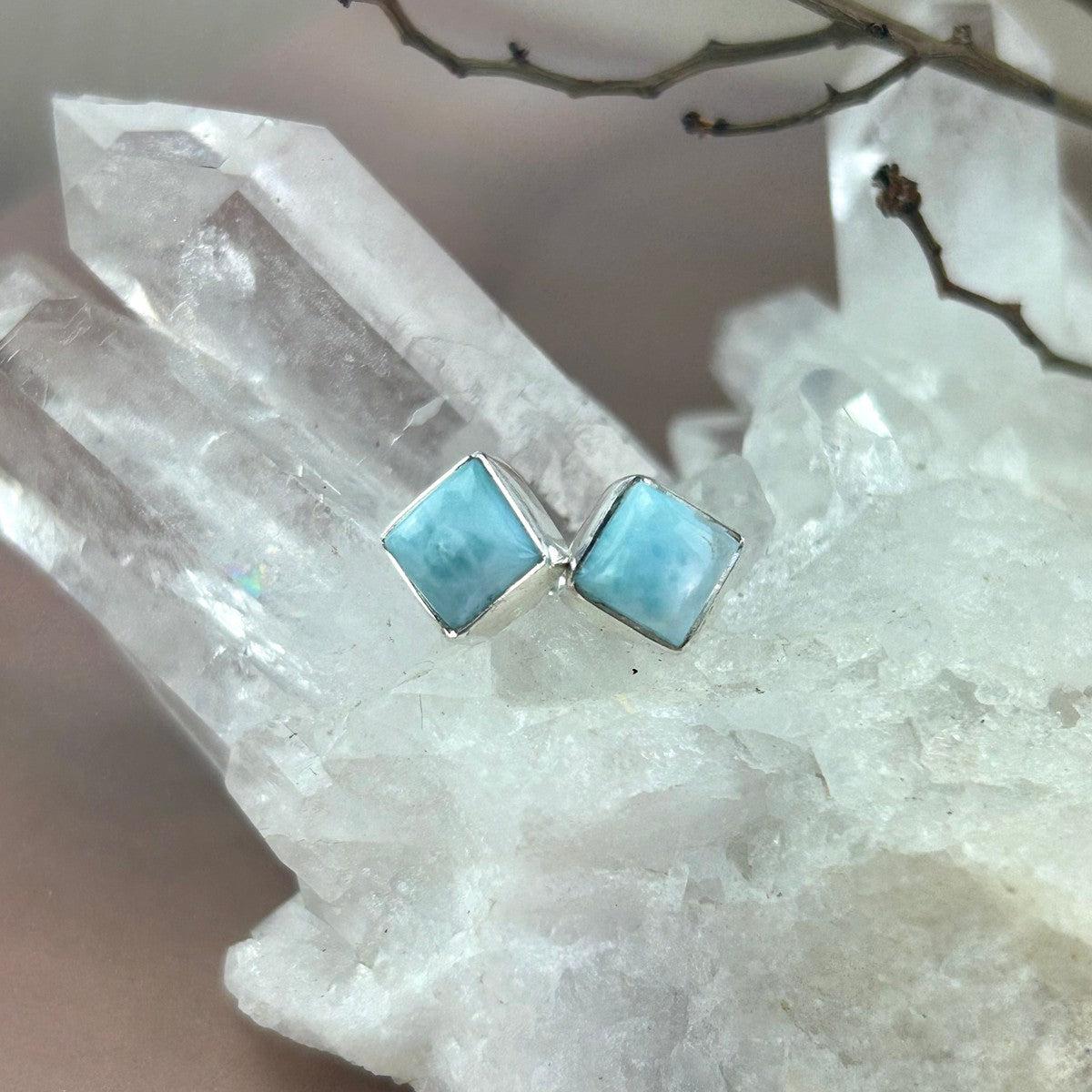 Authentic Larimar Stud Earrings