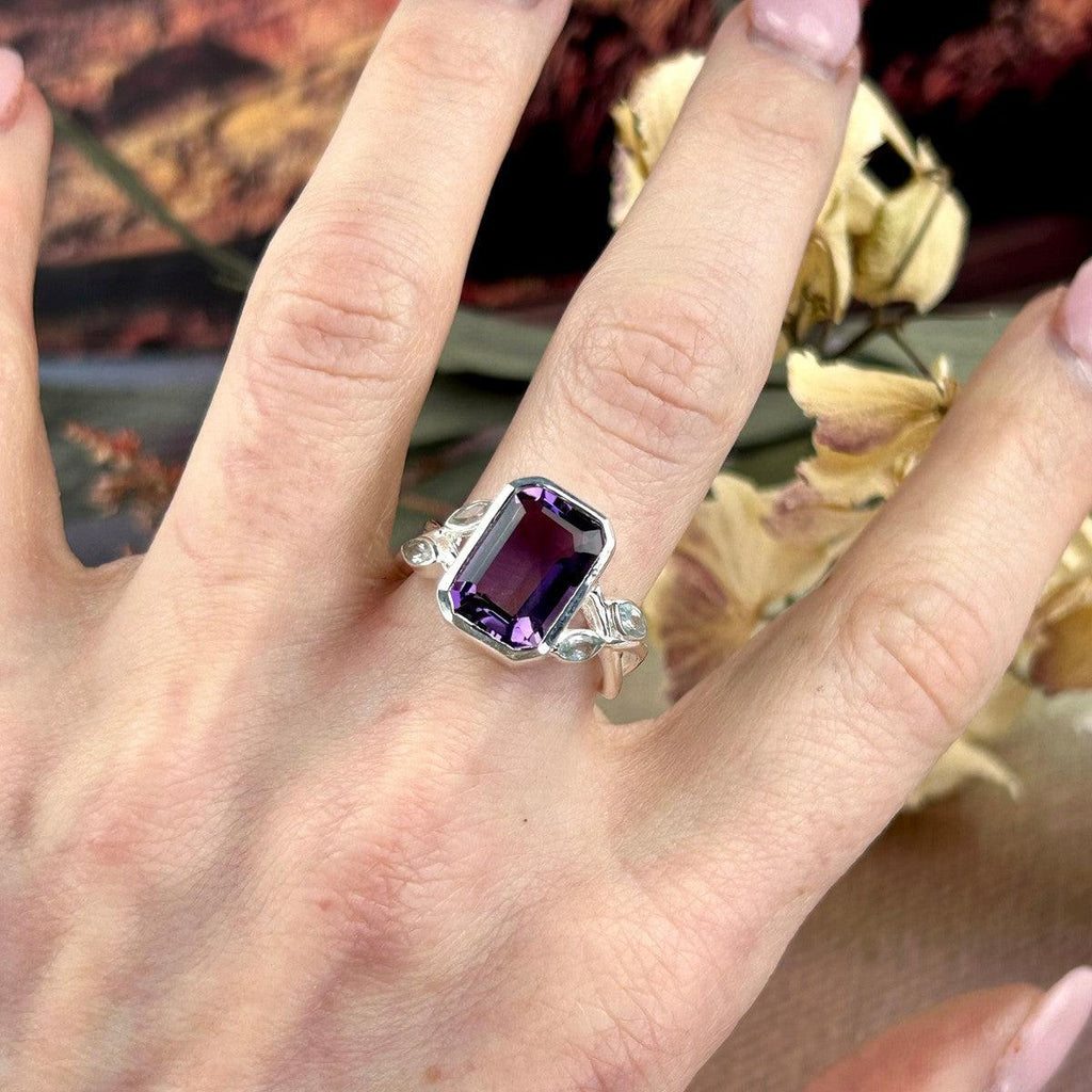 Emerald Cut Amethyst Ring