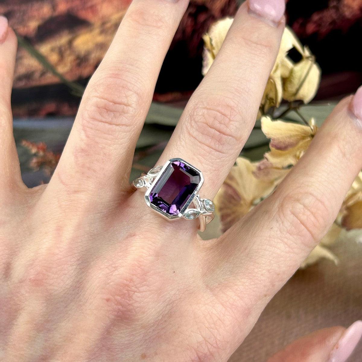 Emerald Cut Amethyst Ring
