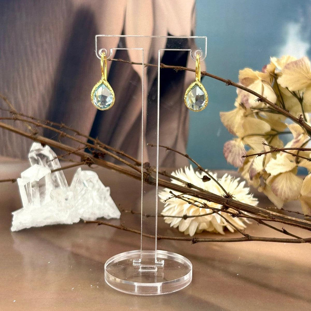 Blue Gemstone Gold Earrings