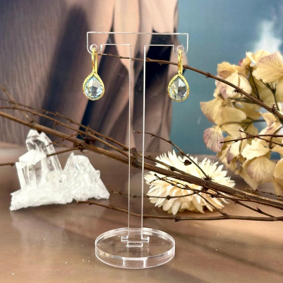 Blue Gemstone Gold Earrings