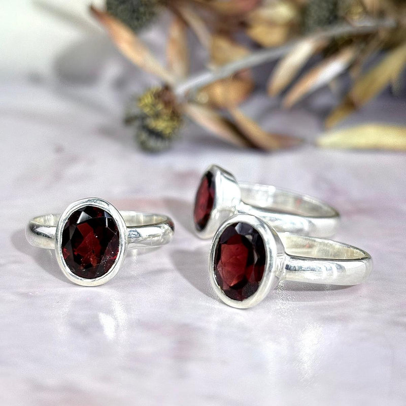 Red Gemstone Sterling Silver Ring