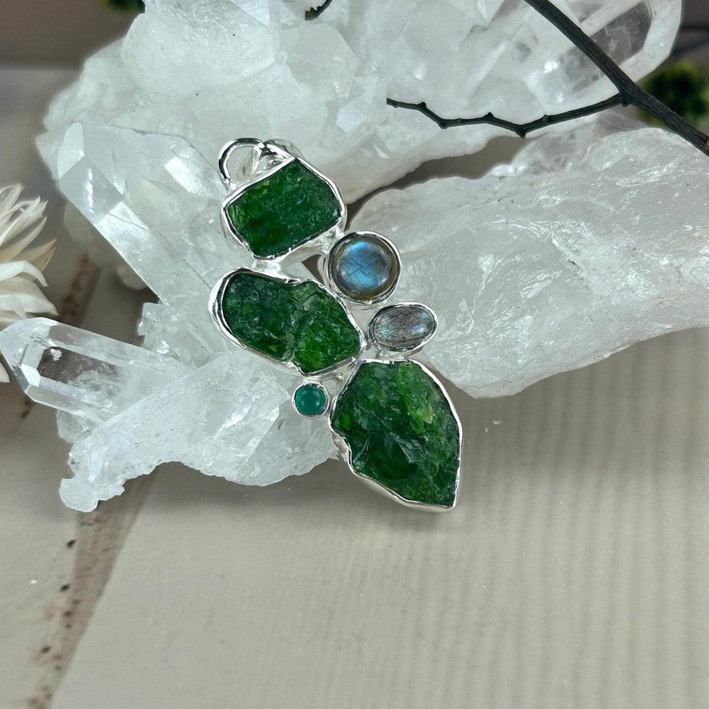 Labradorite And Diopside Pendant