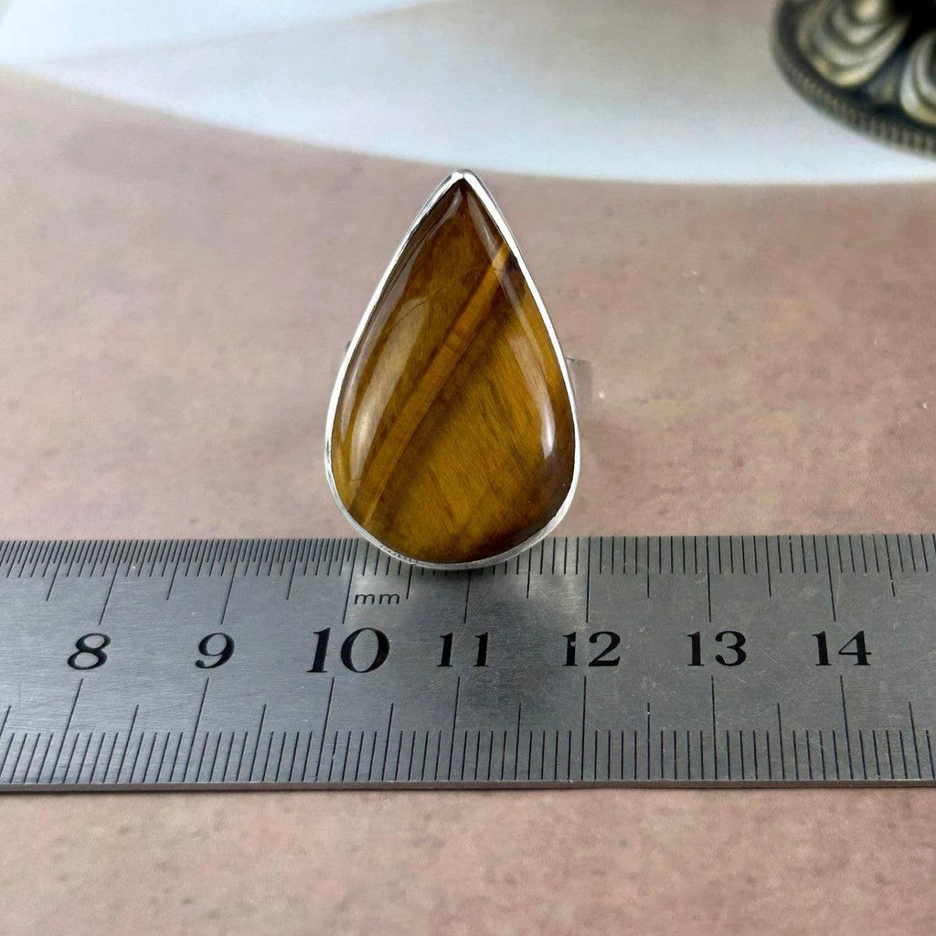 Large Teardrop Tiger Eye Ring