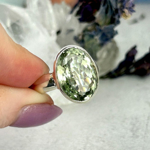 Oval Cut Green Amethyst Ring