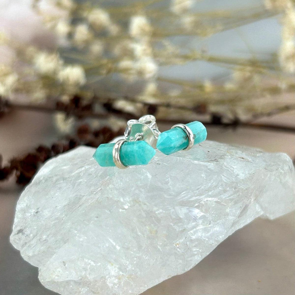 Amazonite Crystal Stud Earrings