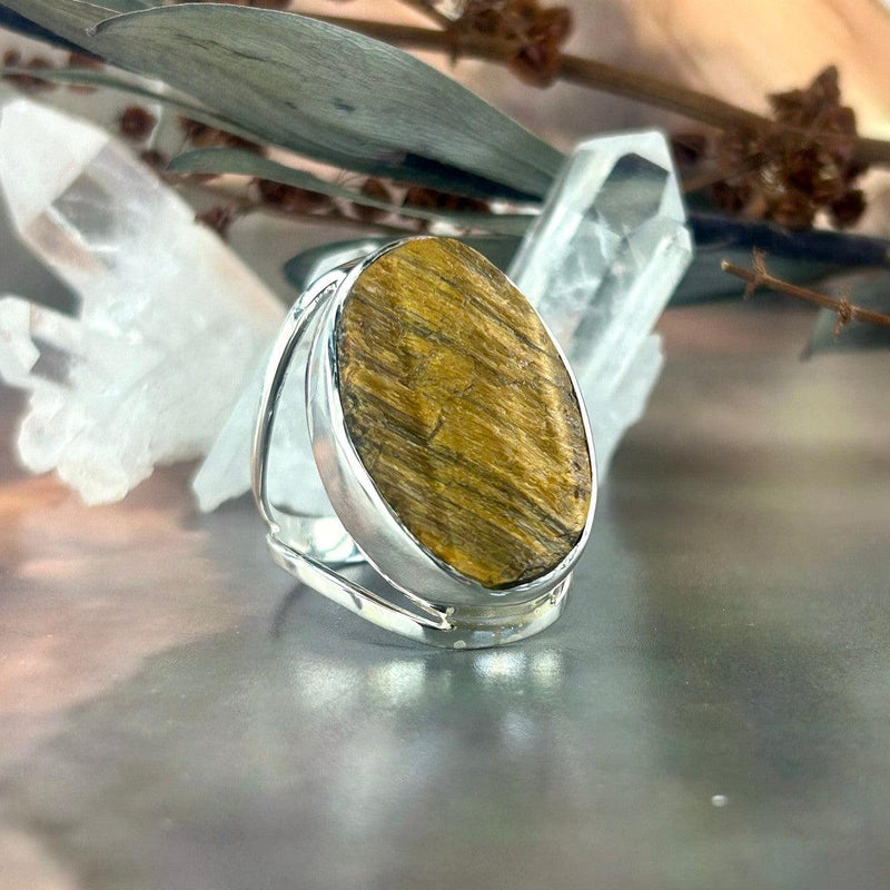 Unpolished Golden Tiger's Eye Ring