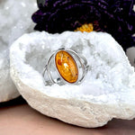 Baltic Cognac Amber Oval Ring