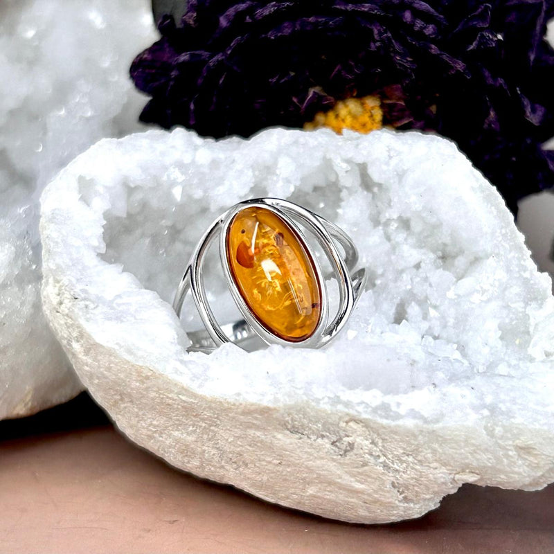Baltic Cognac Amber Oval Ring