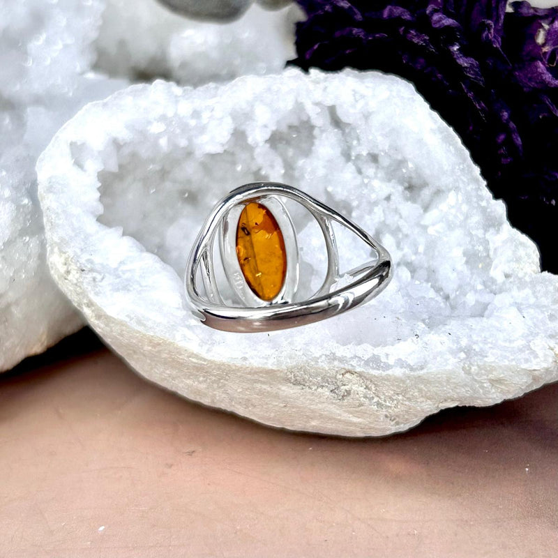 Baltic Cognac Amber Oval Ring
