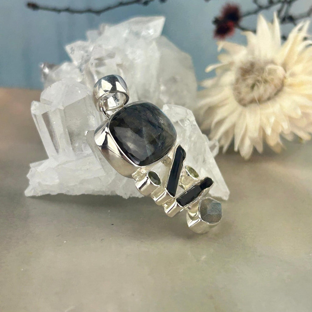 Labradorite, Peridot And Green Tourmaline Pendant