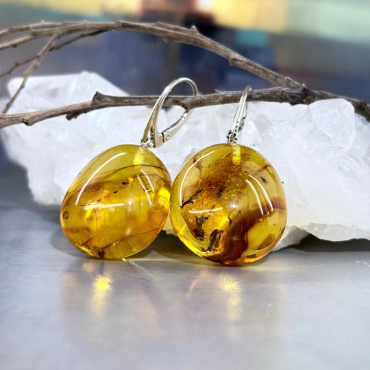 Baltic Amber Nugget Large Drop Earrings