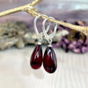 Red Amber Silver Earrings