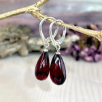 Red Amber Silver Earrings