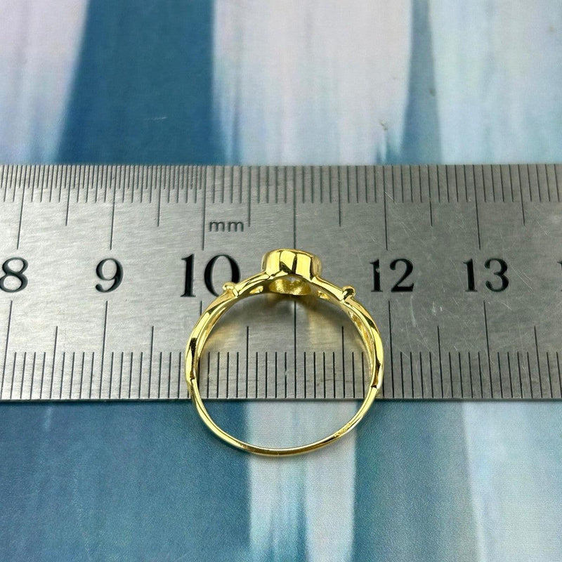 Aquamarine Cross Wave Gold Ring