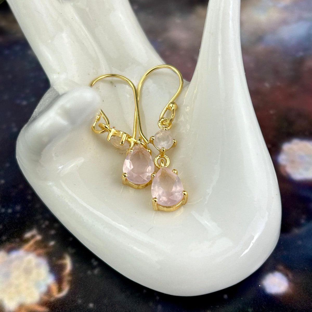 Rose Quartz Double Drop Earrings