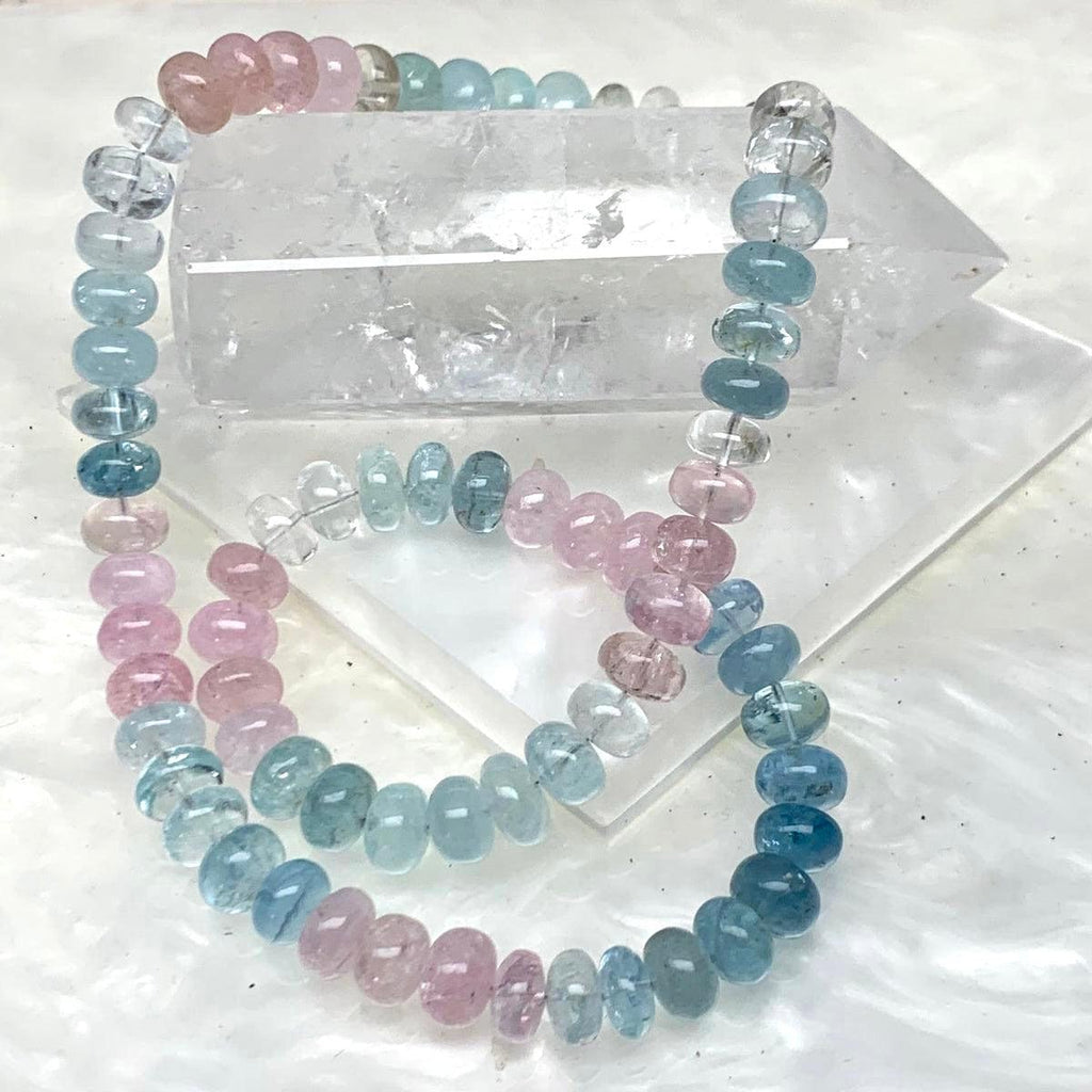Blue And Pink Crystal Beaded Necklace