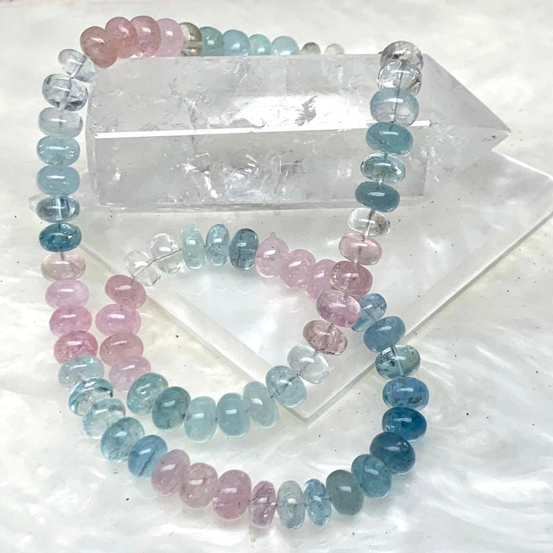 Morganite & Aquamarine (High Grade) 4-5mm Bead Necklace