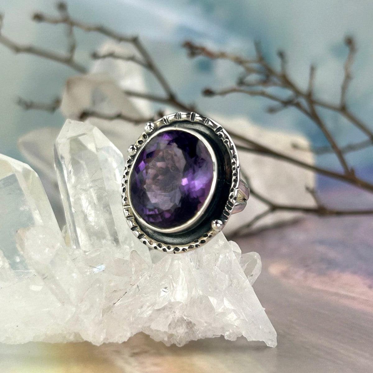 Ornate Setting Amethyst Ring