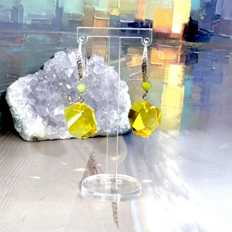 Amber And Crystal Earrings