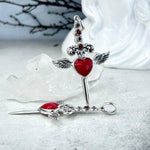 Garnet Encrusted Daggered Winged Heart Pendant