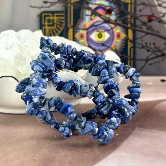 Sodalite Chip Bead Crystal Bracelet